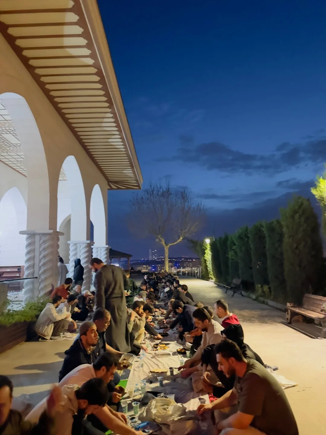 Everyone eats: neighbours, students, anyone who happens to be here at maghrib. Attendance across the month runs past 3,000.